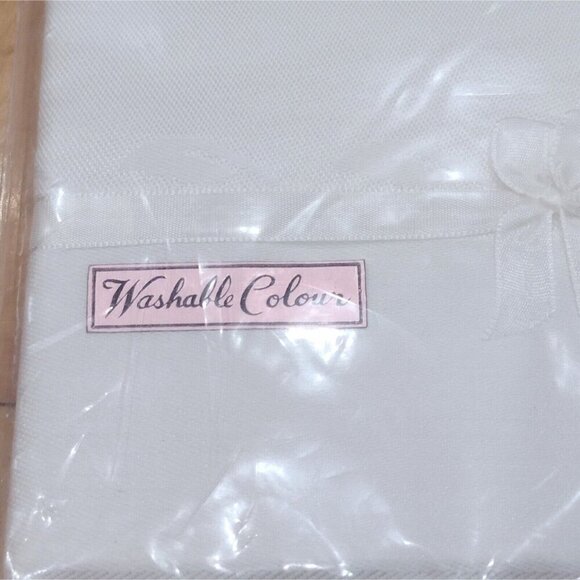 Vintage NOS Two Ply Yarn Warranted Damask Tablecloth Desert Rose 58 X 88 White - Picture 4 of 5